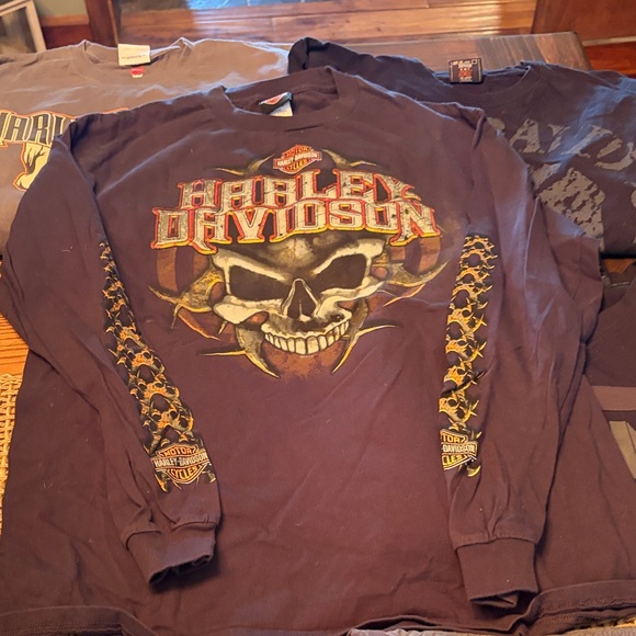 Harley-Davidson Skull and Logo long sleeve T-Shirts - Black and Gray - Picture 3 of 11